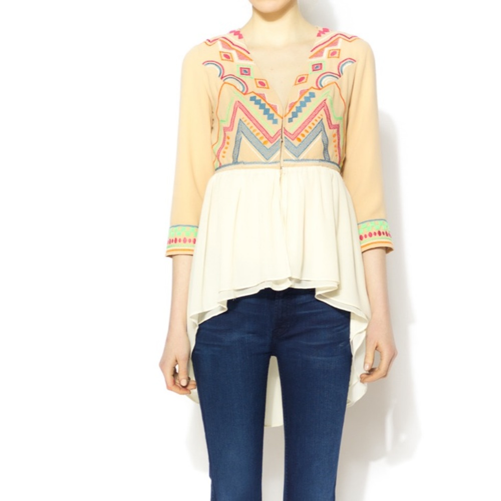 Champagne & Strawberry EMBROIDERED RUFFLE JACKET